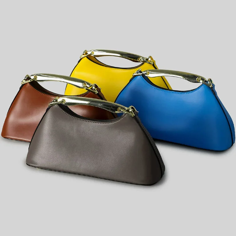 

Luxury Design Banquet Bag Metal Handle Shoulder Bag Crossbody Bag Fashionable Women Handbag High-quality Bucket Bag