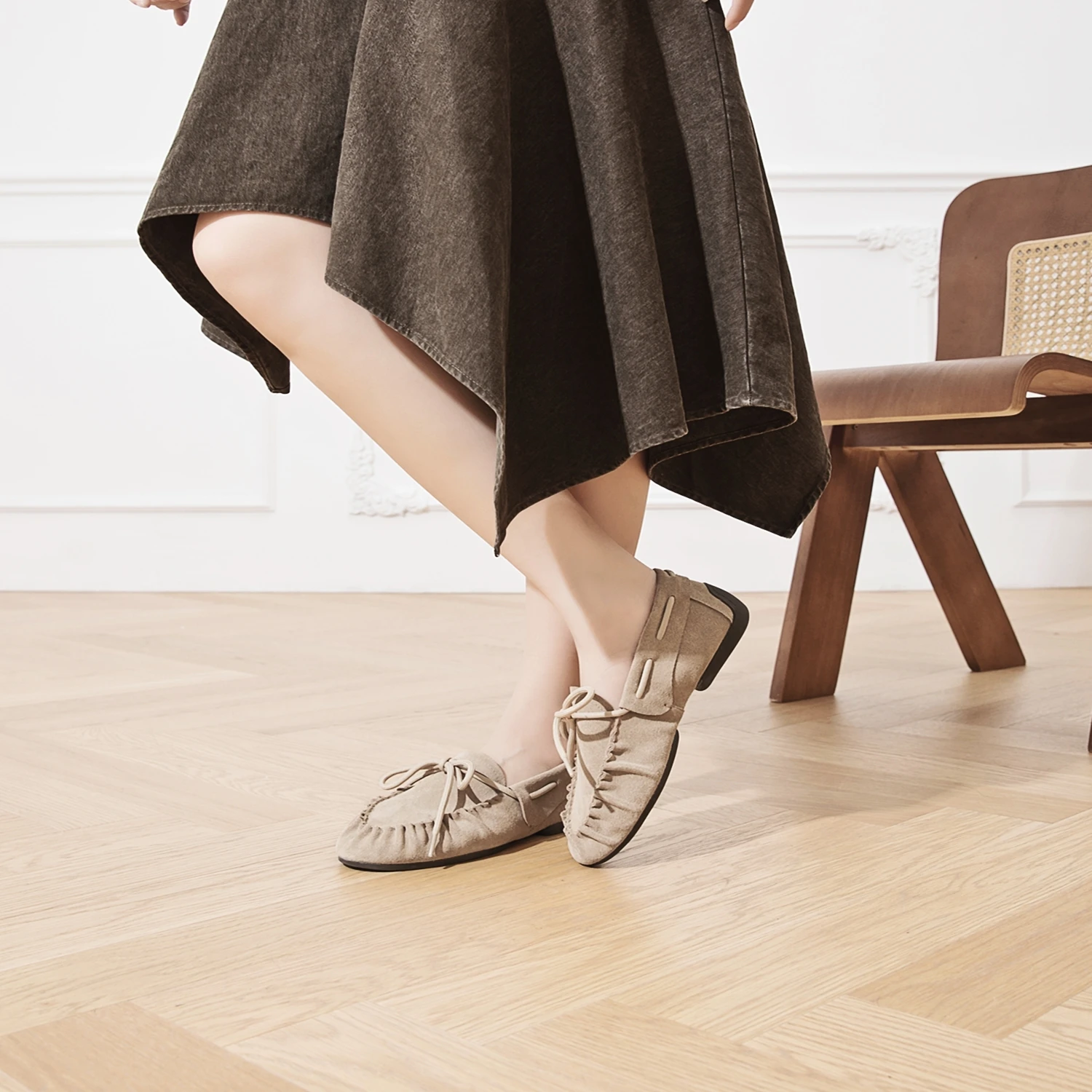 AIYUQI 2026 Neue Damen-Flachschuhe Handgenähte Falten-Loafer in Übergrößen Lässige Lederschuhe für Damen – Detail 8