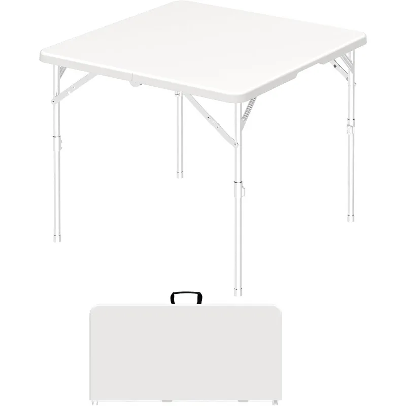 

34-дюймовый складной карточный столик, 3-футовые портативные пластиковые столы со складными ножками и ручкой для переноски, складной полуквадратный стол,