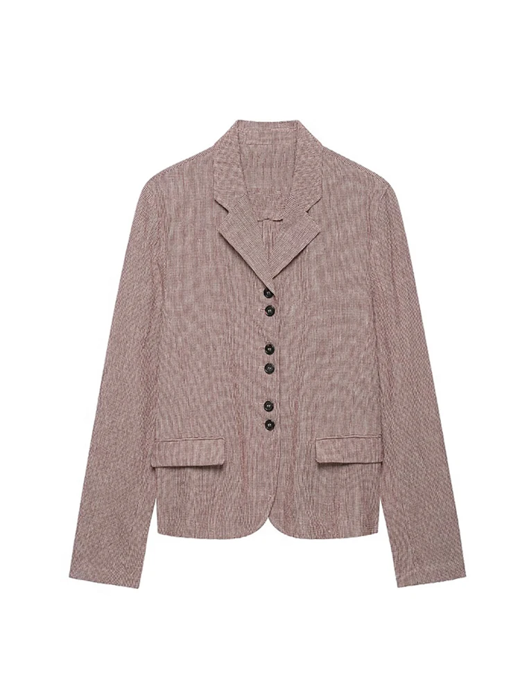 2026Minimalist Style New Women Blazer Lapel Collar Single Breasted Pocket Slim Fit Coat Ladies Office Chic Commuting Suit Coat