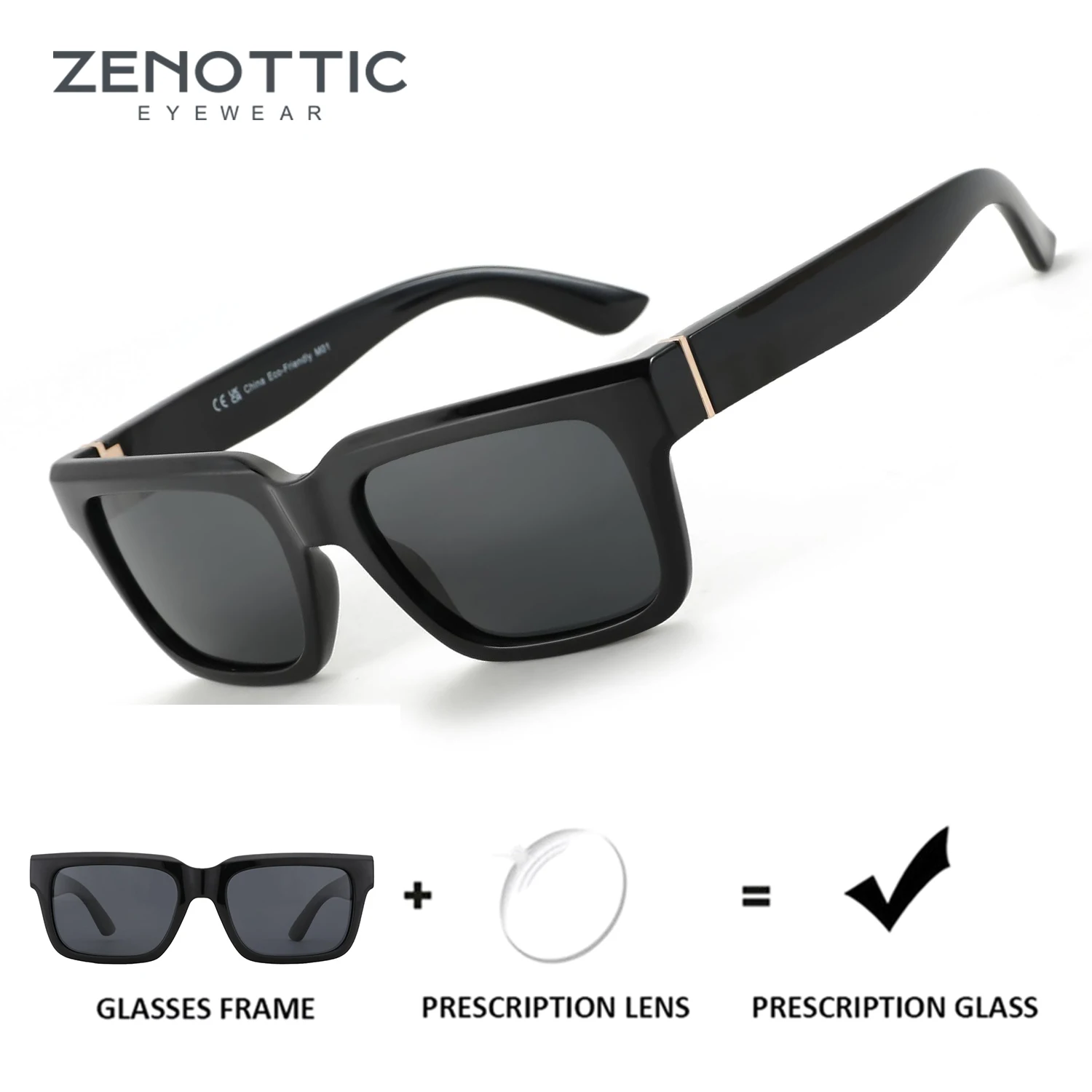 

ZENOTTIC Popular Rectangle Prescription Sunglasses Polarized Square Myopia Progressive Optical Sun Glasses for Women Men