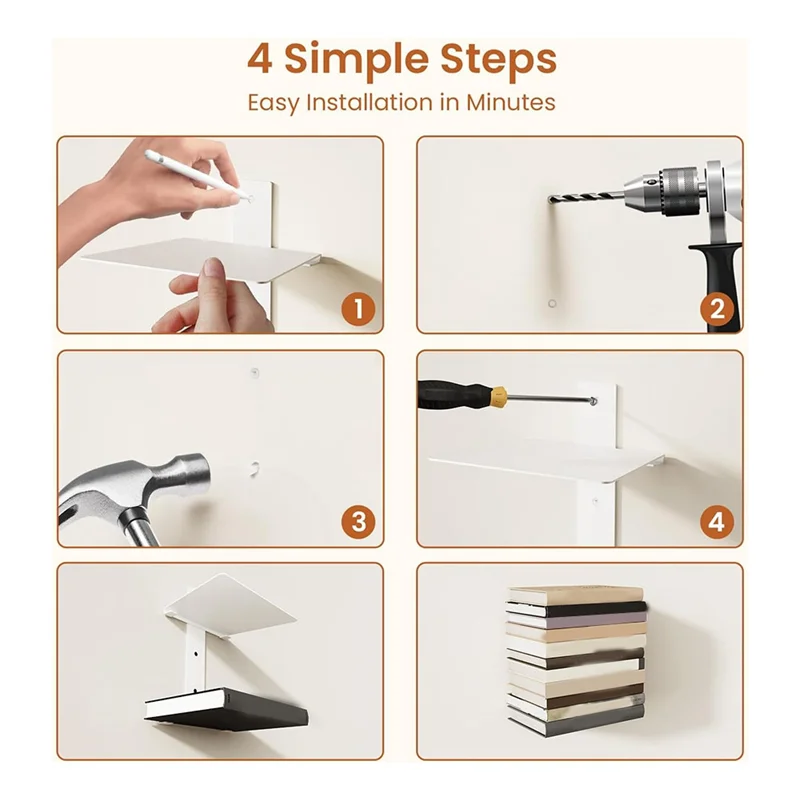 

【Ценная цена!】2 шт. плавающие книжные полки, книжная полка для домашнего офиса, спальни, гостиной, офиса