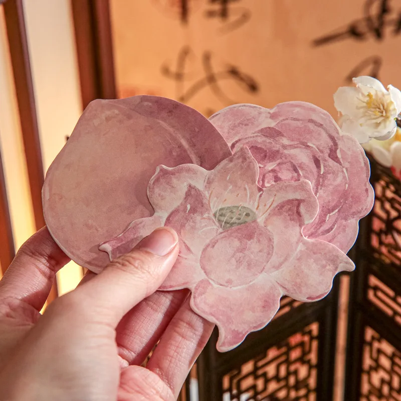 Sticky Notes Memo Pad Scrapbooking Traditional Chinese Style Flower Printing Office Accessories Korean Stationery
