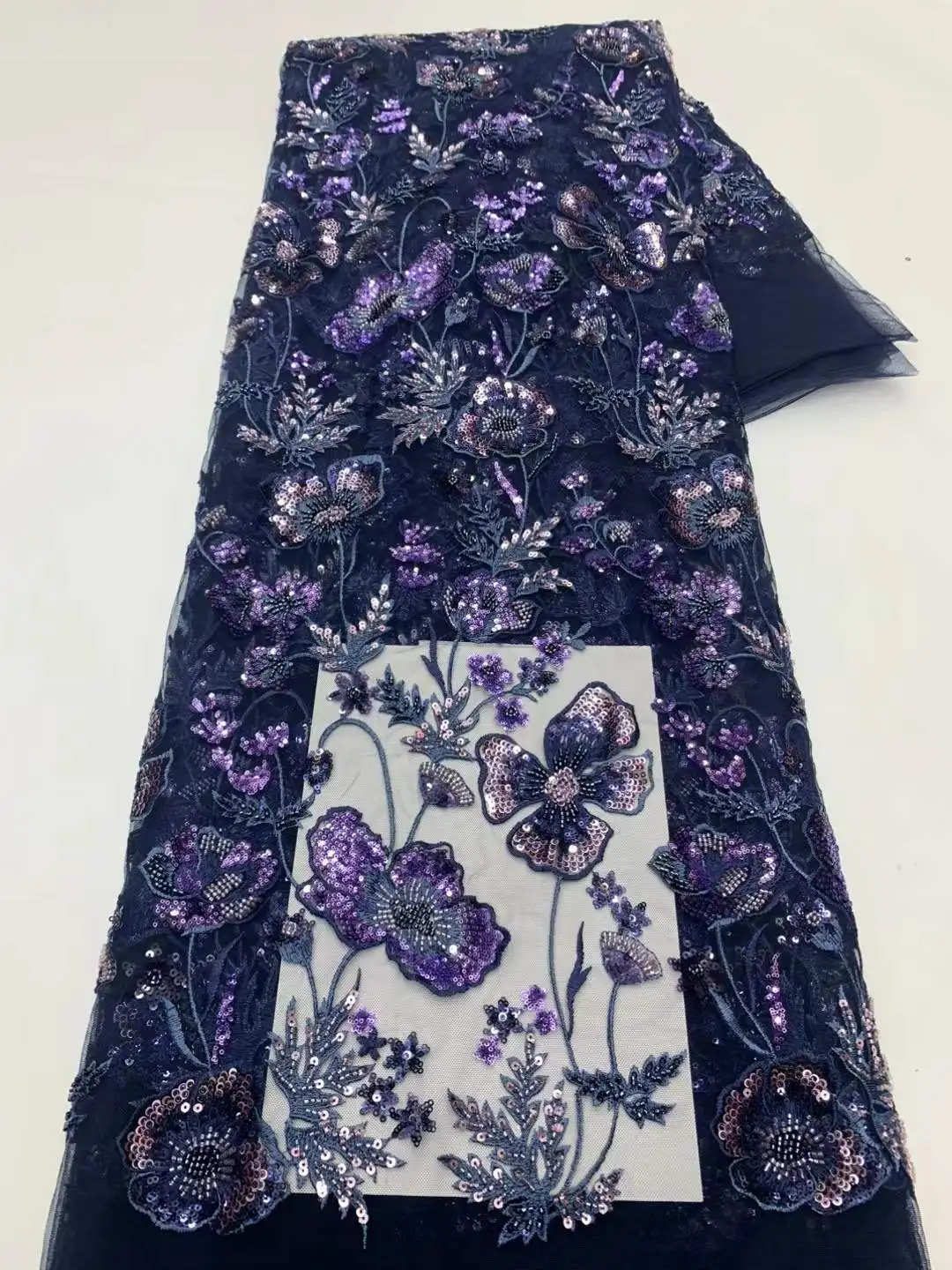 럭셔리 핸드 비즈 레이스 원단 브라이덜 원단 고급 웨딩 원단 프랑스 나이지리아 스팽글 비즈 튤 자수 5야드