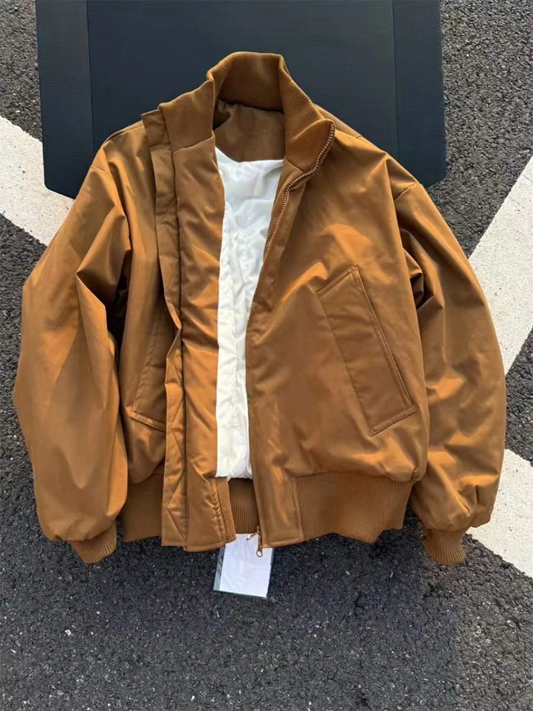 

Autumn Winter Men's Cotton Jaet ort Baseball Sle Coffee Color ape Malla Stand Collar Coat Casual Loose Fit Teenager