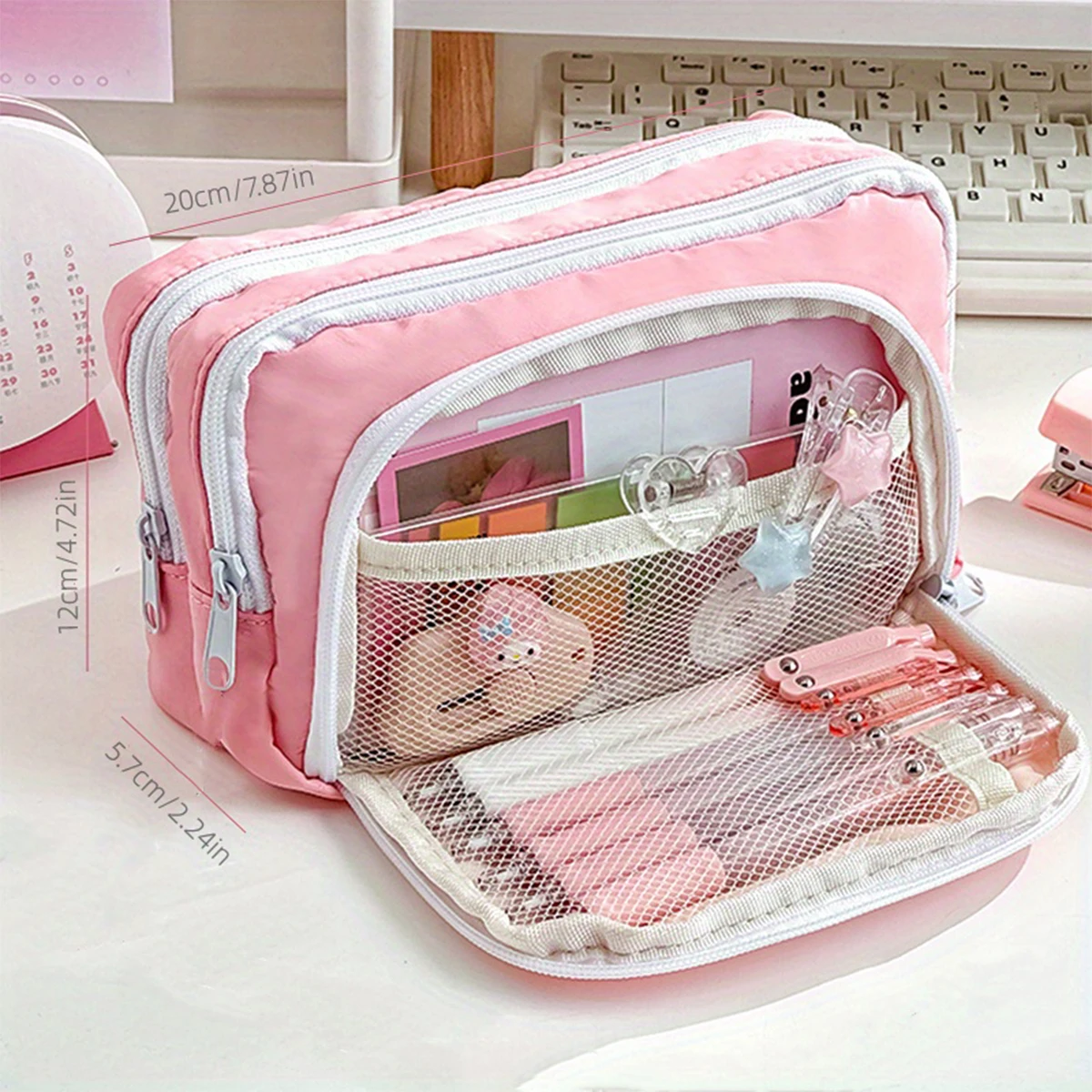 Wielowarstwowy piórnik o dużej pojemności Kawaii Pen Box Cute Pen Holder Pouch dla uczniów Back to School Stationery Supplies