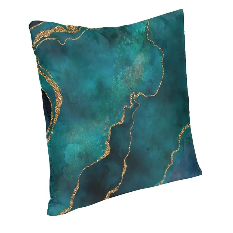 Luxury Blue And Turquoise Agate Gemstone Throw Pillow Case Home Decor Custom Square Cushion Cover 40x40cm Pillowcover for Sofa