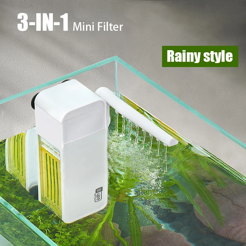 3-IN-1 Mini Aquarium Filter Fish Tank Internal Filter Bio Sponge Waterfall Filters Small Tank Water Pump Aquarium Accessories