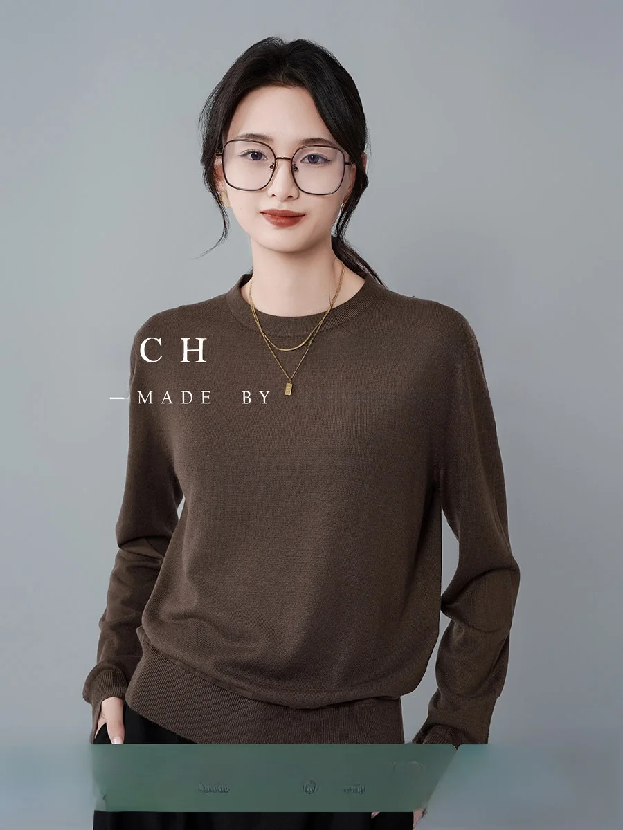 

Женский свободный трикотаж Achu High Quali round Ne, мягкая основа, свитер для внутренней одежды, топ, свободный крой, L...