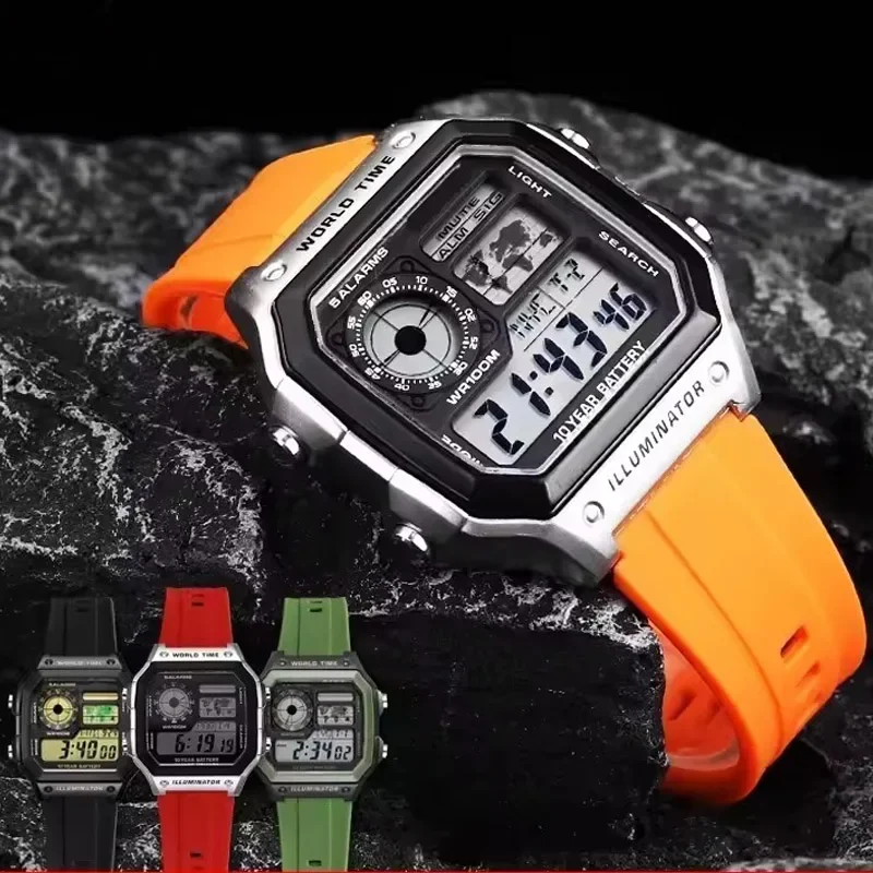 Sports Watchband For Casio 3299 small square AE-1200 1300 W-216H F-108 A158/159 soft silicone quick release watch strap 18mm