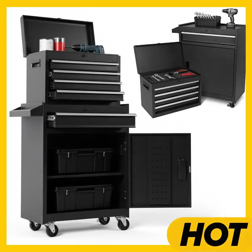 

Ящик для хранения инструментов механика с двойными дверцами и колесами, многофункциональный органайзер, износостойкий, для использования на производстве и складах