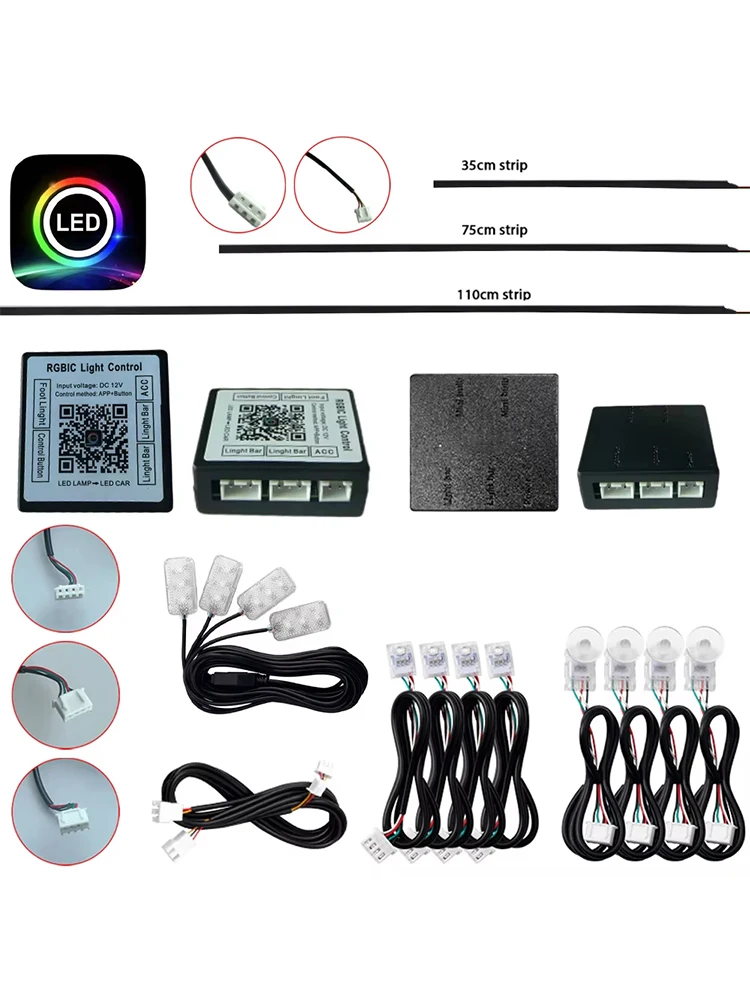 RGBIC „Lampa LED” Akcesoria Symfoniczna taśma LED 3 przewody (światło podłogowe RGB/oświetlenie drzwi/oświetlenie magazynu 4 przewody) — 2