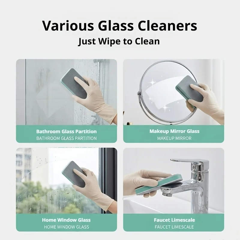 10/5pcs Glass Limescale Cleaning Brush Set for Home Use, Bathroom Mirrors,Shower Rooms,Tiles - Powerful Limescale, Water Stains