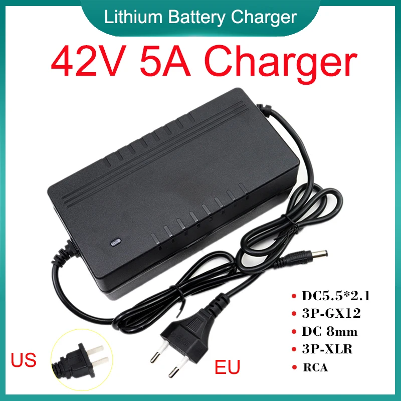 

42V 5A Lithium Battery Charger AC 110-220V For 10S 36V Electric two wheelers/M365 scooters/Power Tools Fast Charger DC5.5*2.1mm