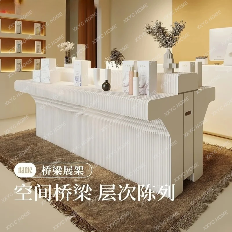 LOrgan booth Bridge pier shape Multi-layer large display stand Exhibition High and low level bridge display frame