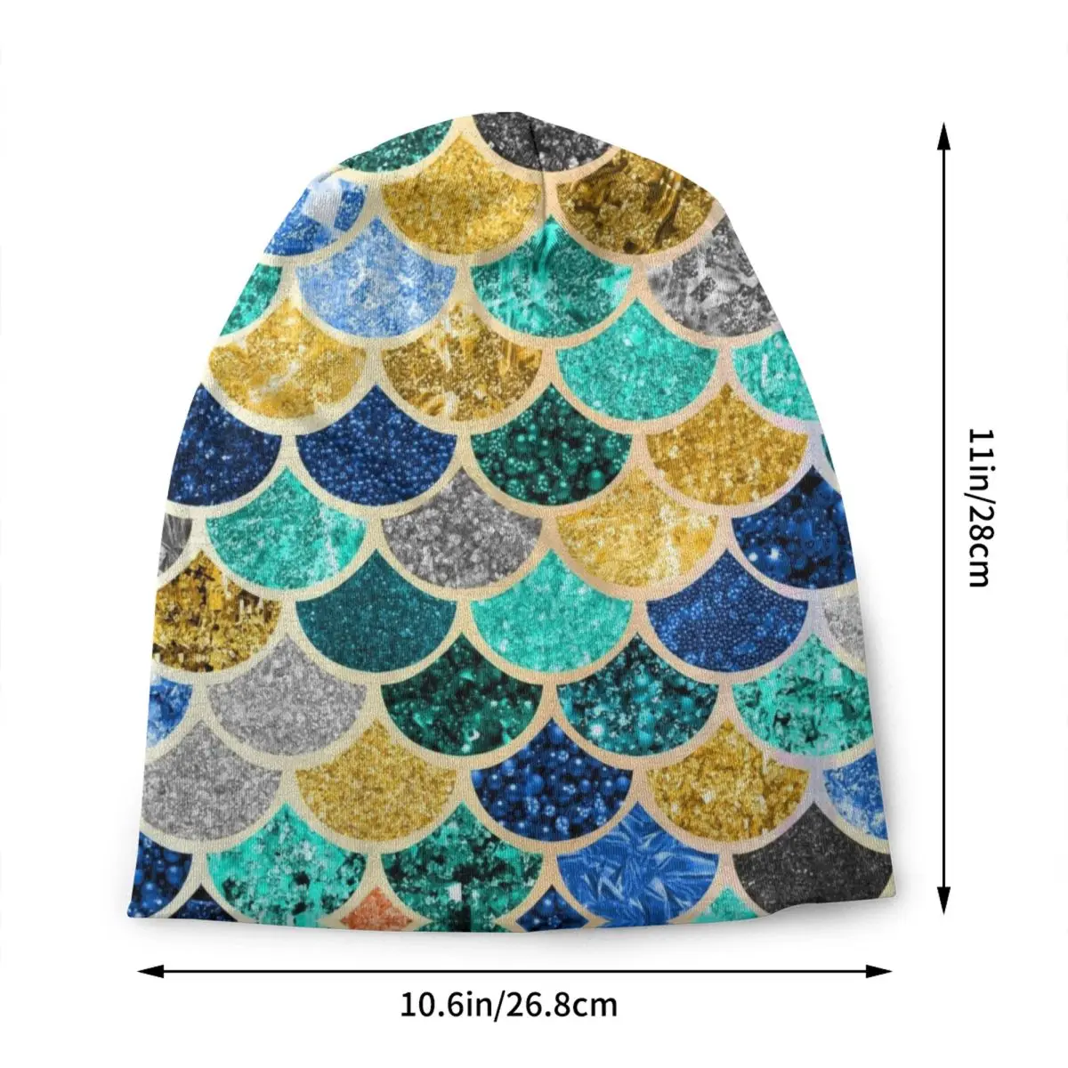 قبعات قبعات بألوان لامعة مزيفة مخصصة للرجال والنساء ، قبعة محبوكة دافئة ، قبعات بونيت بنمط قشور حورية البحر ، قبعات شوارع ، شتاء