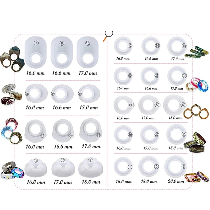 3pcs Ring Resin Molds For Jewelry Rings Silicone Casting Molds For DIY Rings Jewelry Silicone Mold Tools For Clay Epoxy Resin