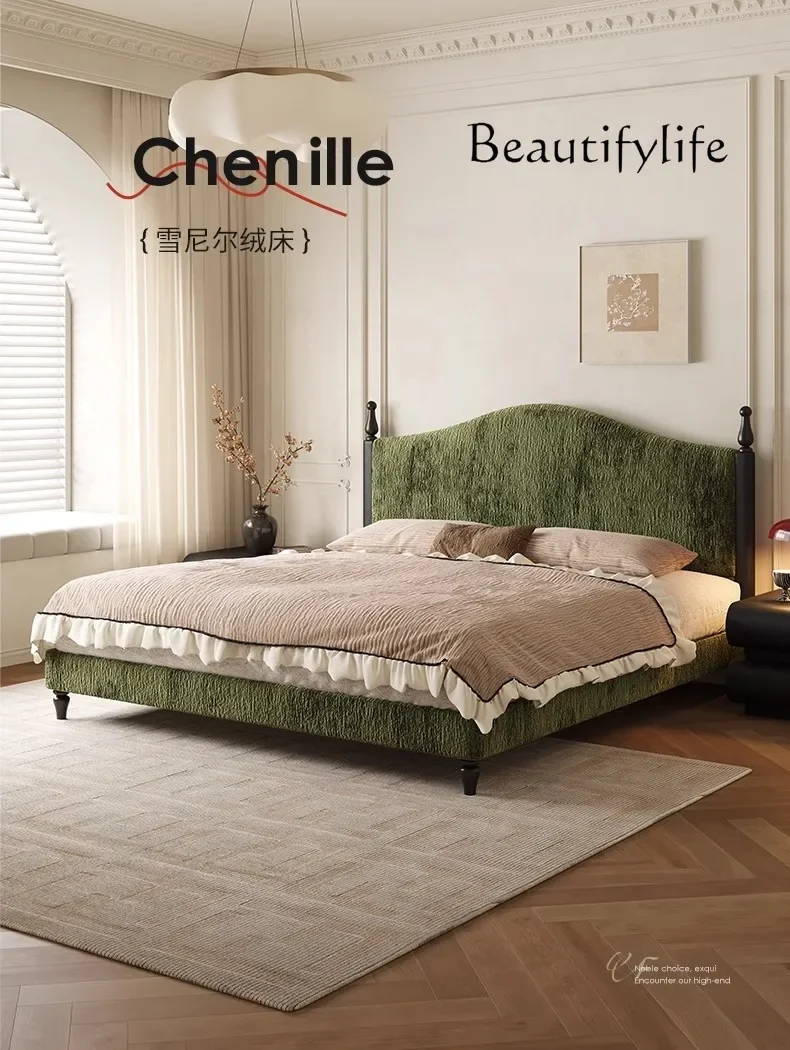 

туалетный столик French retro fabric bed modern simple master bedroom chenille velvet 1.8 meters double bed medium antique flush