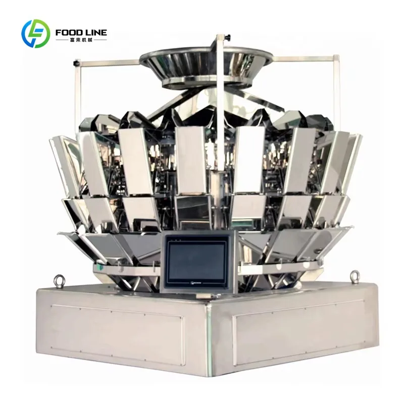 High Speed Multihead Weigher Filler with Bucket Hopper for Nuts Candy Frozen Food Packing Line Custom