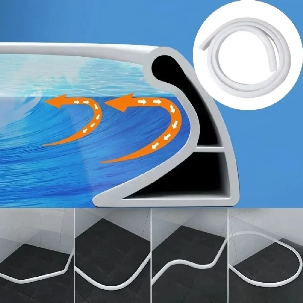 

1pc 1m 3cmX4cm Self-Adhesive Bendable Flexible Water Retaining Strip Bathroom Door Dry Wet Separation Shower Dam Barrier