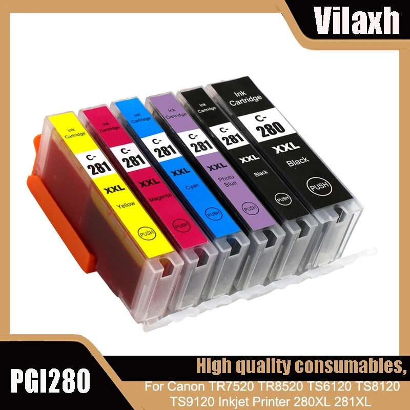

Compatible PGI280 CLI281 PGI-280 CLI-281 Ink Cartridge For Canon TR7520 TR8520 TS6120 TS8120 TS9120 Inkjet Printer 280XL 281XL