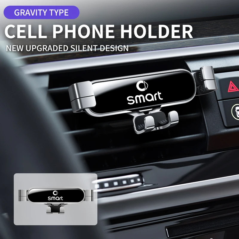 Metal Car Phone Holder Gravity Phone Stand Air Vent Car Holder Stand For Smart Fortwo 451 450 453 Forfour EQ Cabrio Crossblade R