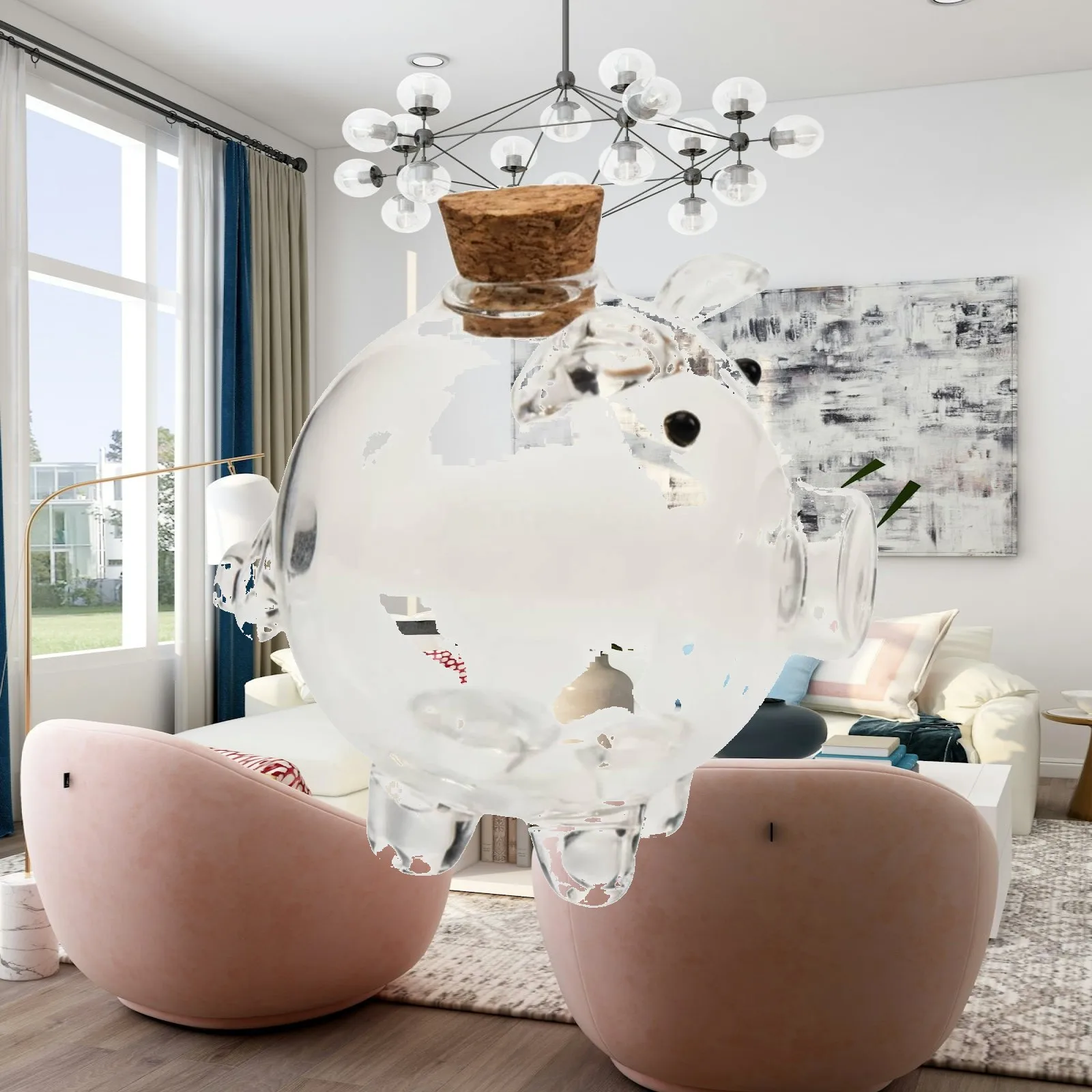 Glass Piggy Bank Mini Money Saver Transparent Coin Storage Cute Pig Shaped Jar for Small Items Jewelry Valentine Day Couples