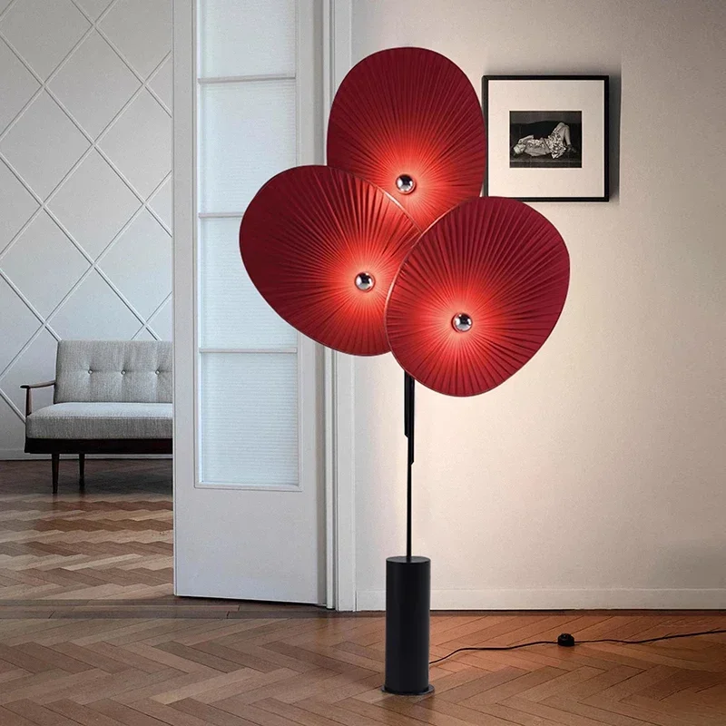 Triple Floral Floor Lamp Fan Shaped red lamp Minimalism Designer colorful lamps Homestay Bedroom Home Living Room couch lamp