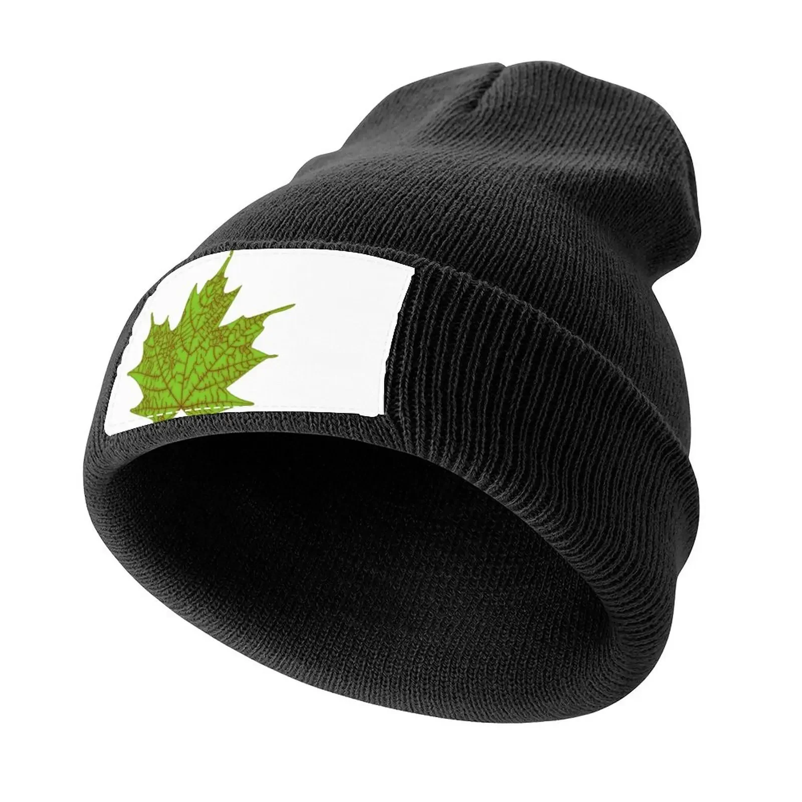 Green Maple Leaf Knitted Cap Beach Outing Hood Mens Hats Women's