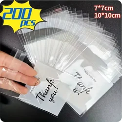 200/100pcs 2 Sizes Thank You Printed OPP Self-sealing Bags, Small Gift Bags For Gift And Party Decoration