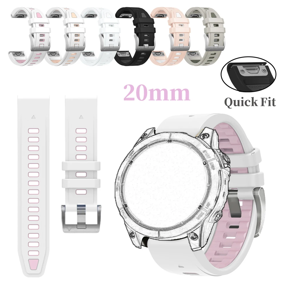 20mm Quickfit Band For Garmin Fenix 8 43mm 7S 6S Pro 5S Plus Smartwatch Strap for Epix Pro Gen2 42mm Silicone Wristband Bracelet