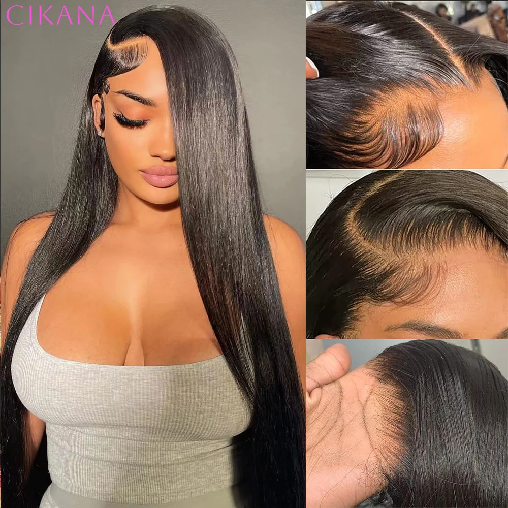 Cikana 13x6 Transparent Lace Front Bone Straight Wig For Women 200 Density Brazilian 4x4 Lace Closure Human Hair Wig Pre Plucked