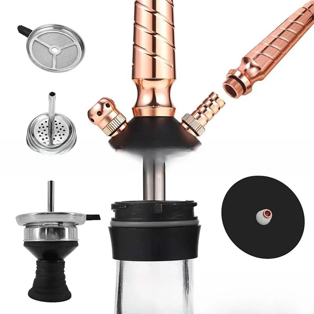 set narghilè, pentola per fango nero con griglia a carbone a tubo singolo in silicone.