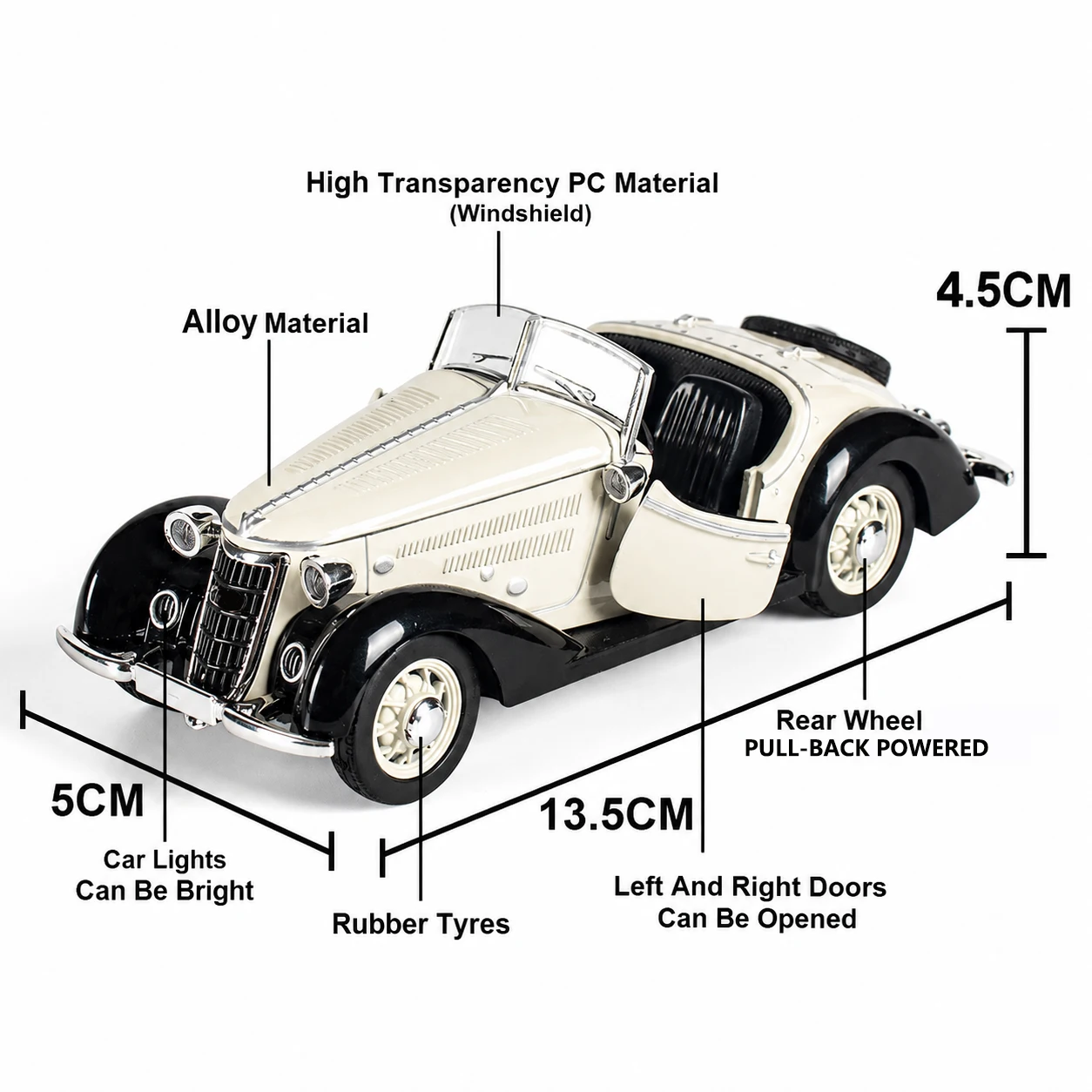 1:32 Alloy Model Car Supercar Classic Pull-Back Powered Toy Car Educational Collection Door Open Car Model Gift Gift Car