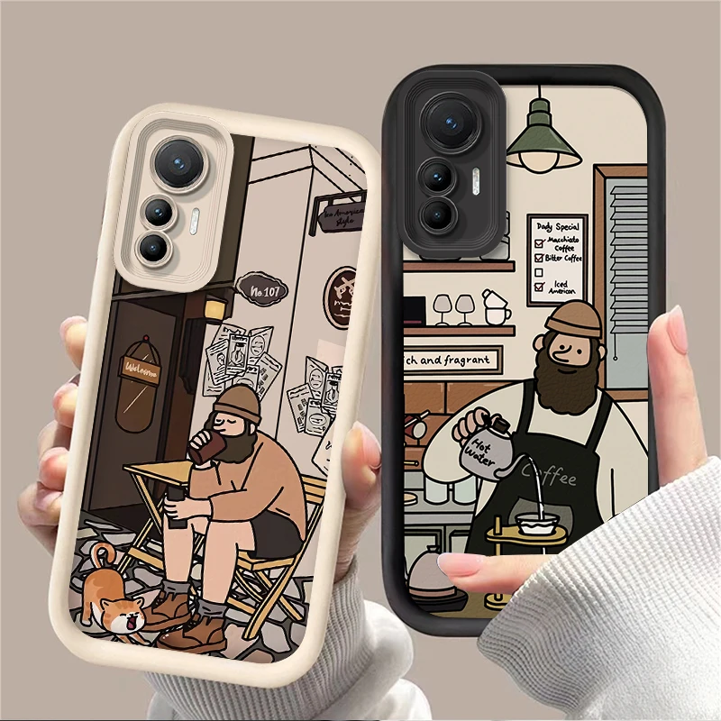 Coffee Beard Case for Xiaomi 14T 13T 12T 11T 13 12 11 Lite 5G NE POCO X6 X5 F6 F5 F3 X4 GT X3 NFC M5S C65 M6 Pro Shockproof Etui