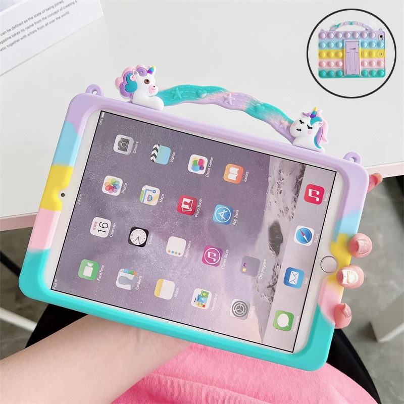 For Lenovo Tab M8 FHD 8.0 TB-8505F TB-8505X TB-8705F 3rd Gen TB-8506F Tablet Case Kids Cartoon Handle Unicorn Bubble Stand Cover