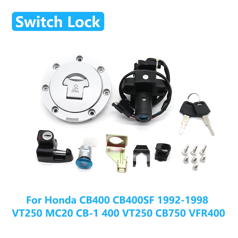 Ignition Switch Fuel Gas Cap Cover Seat Lock Set For Honda CB400 CB400SF 1992-1998 VT250 MC20 CB-1 400 VT250 CB750 VFR400