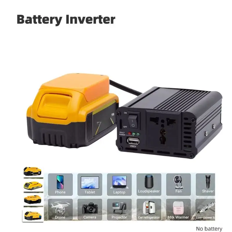 200W Battery Converter Portable Power Inverter for Dewalt 18V/20VLithium Inverter 18V To 220v AC With USB Adapter(Tools Only)