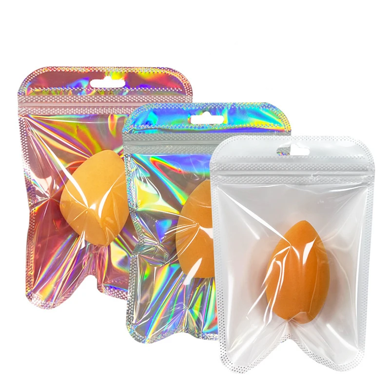 Ziplock Jewelry Bags with Holes, Laser, Clear, Mylar Plastic Bag for Cosmetic Pendant, Storage Pouches with Hole, 4x6 \