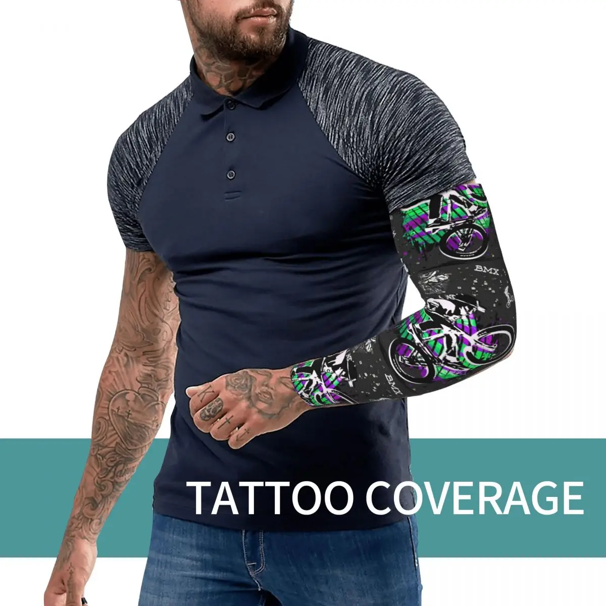 BMX 의류 BMX 프리스타일 야외 팔토시 자외선 차단 커버 여름 사이클링 타투 슬리브