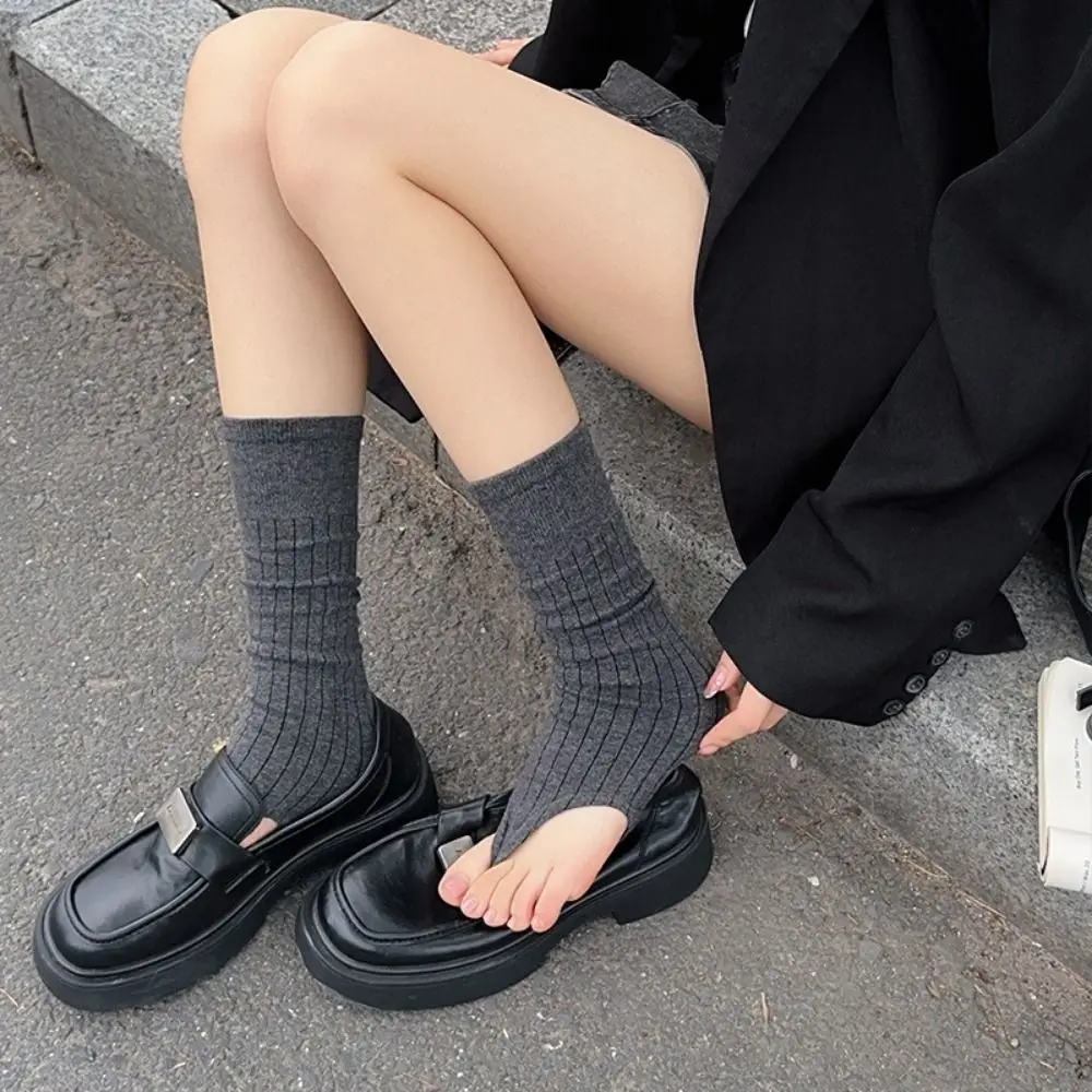 Solid Color Women's Leg Warmers Breathable Vertical Striped Mid-calf Tube Socks Ultra-Thin Lightweight Long Sock Covers Girls