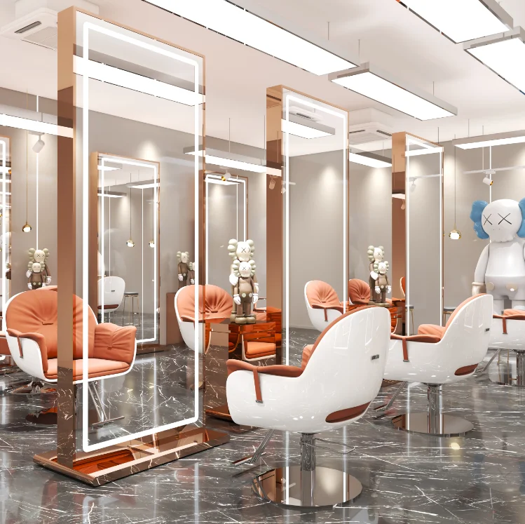 High end barber shop mirror hair salon special hairdressing double-sided mirror stage hair cutting mirror