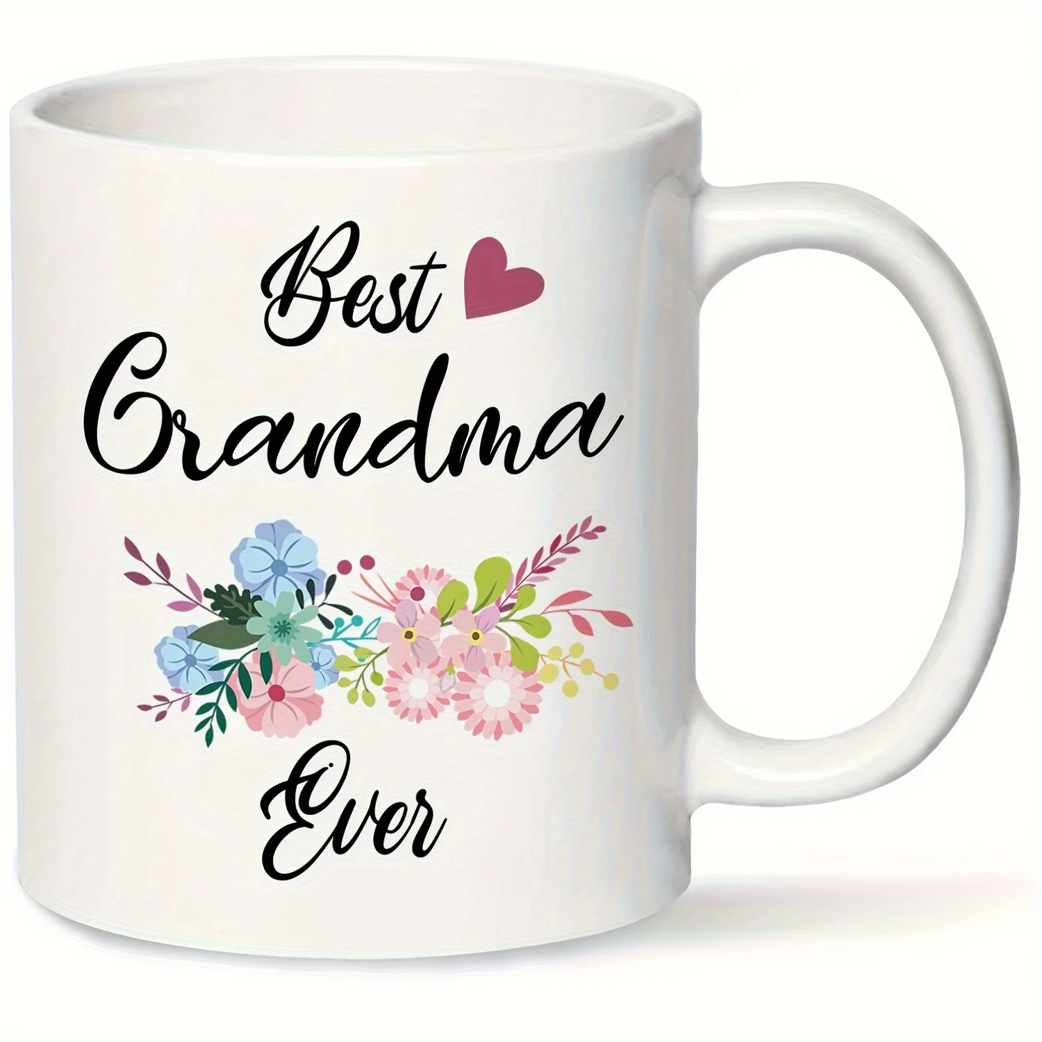 

1pc Best Grandma Ever Floral Ceramic Coffee Mug - 11oz Reusable, BPA-Free, Insulated, Machine Washable, No Electricity Needed -