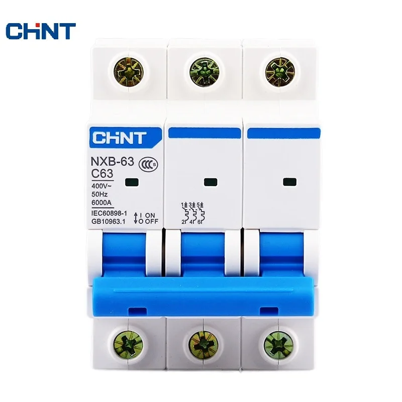 CHINT NXB-63 3P AC 230/400V Miniature Circuit Breaker C 6 10 16 20 25 32 40 63A Overload Protector  DZ47 C Style Air Switch