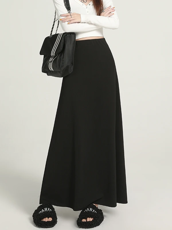 

Новая женская юбка-миди А-силуэта для похудения, корейская версия, с высокой талией, из полиэстера, для осени, зимы и весны