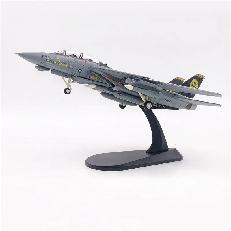 2024 New 1/100 Scale US Military F-14D F14 VF-31 Bomb Cat Military Aircraft Model Variable Wing Mode Inter Collection Toy Gifts