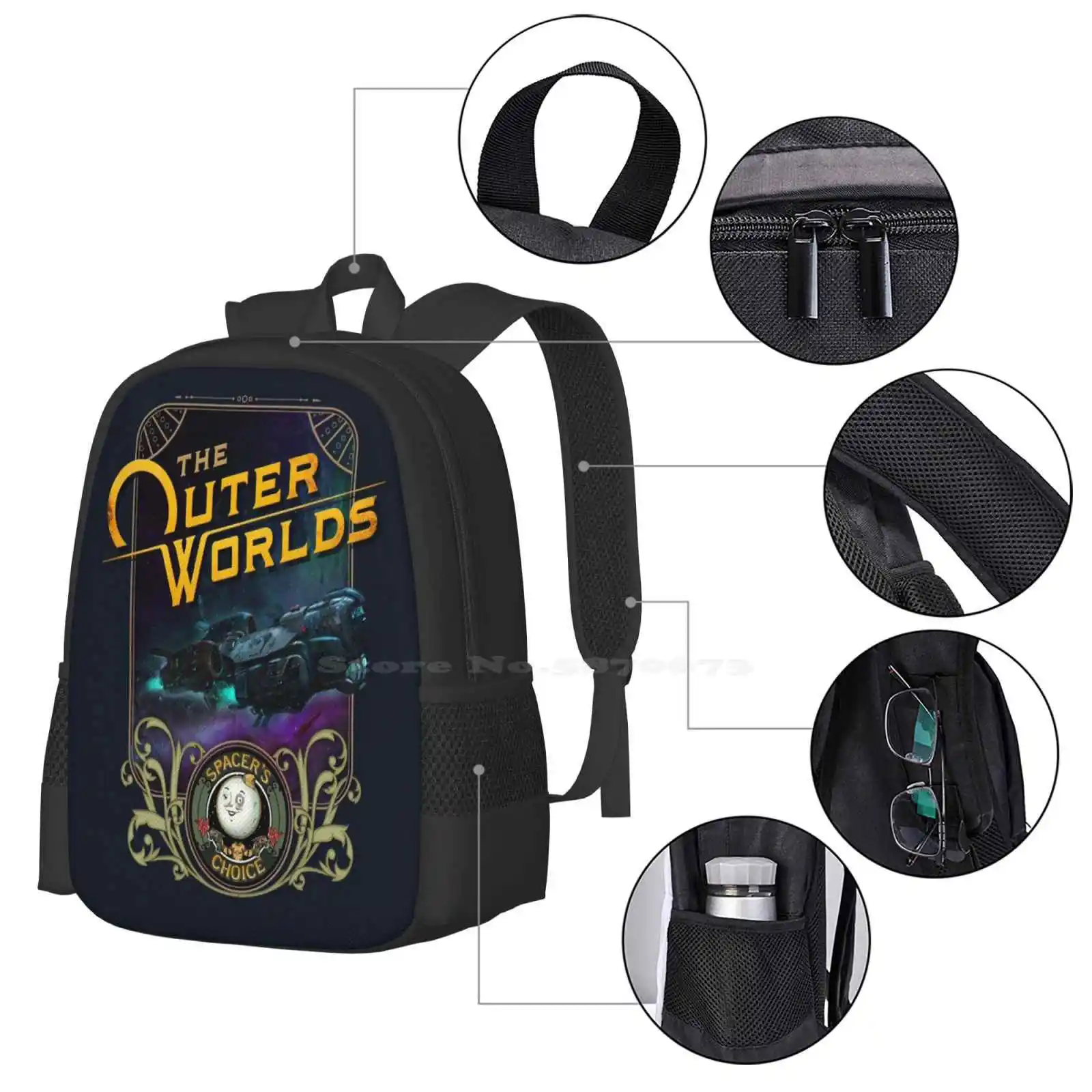 Nouveau mochilas espaciales para adolescentes escolares, bolsas de viaje para niñas, The Outer Worlds, la elección poco fiable, Sci Fi, Galaxy, espacio exterior