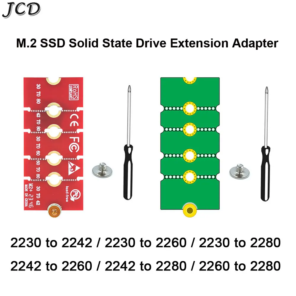 

JCD 1pc M.2 SSD Extension Adapter M2 Solid-state Drive 2230 2242 2260 to 2280 Extension Bracket Card Riser Transfer Convert
