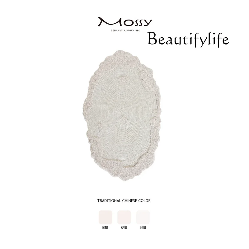 Handmade rime velvet, white irregular bedroom bedside rug collection grade haute couture wool