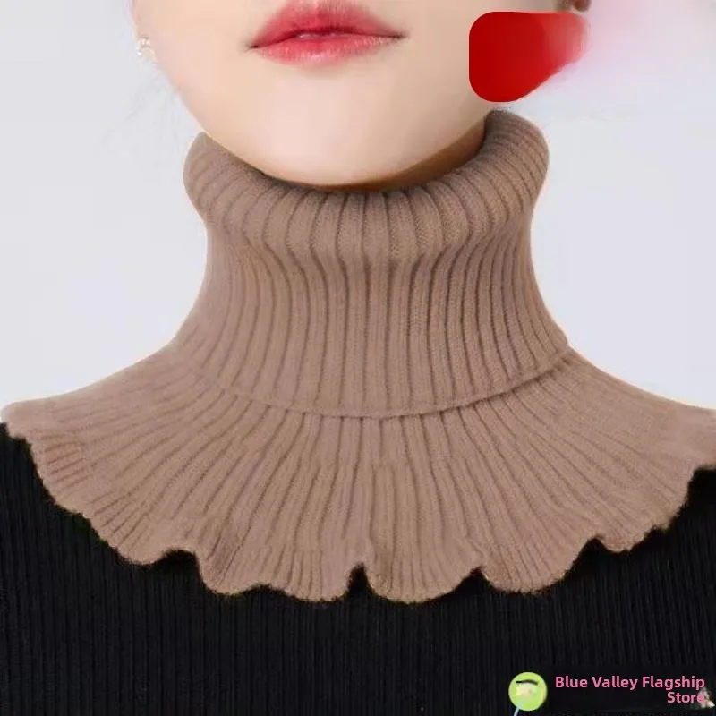 

Теплый вязаный шарф-воротник для женщин, осенне-зимний, с подкладкой, имитация воротника, защита шеи, из термопряжи, надеваемый через голову